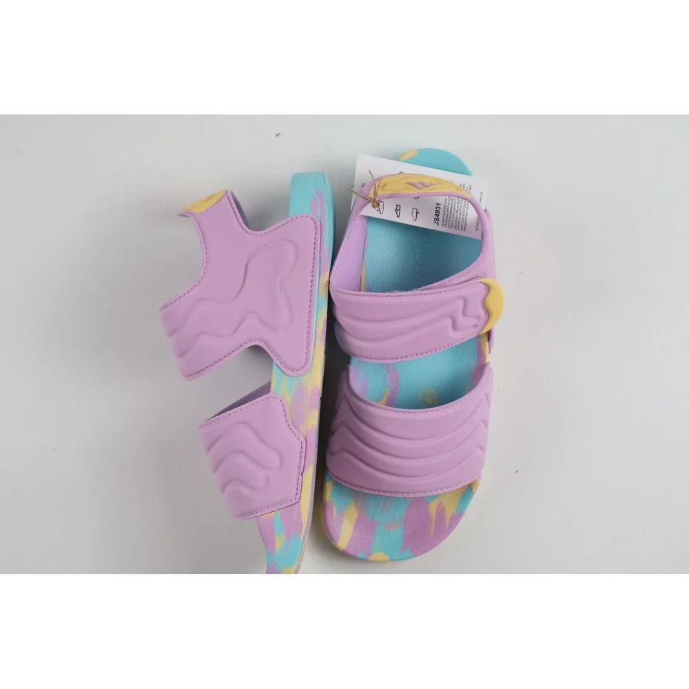 Adidas Adilette Sandal 2 K Bliss Lilac Orange Tint Flash Aqua Size 5 NEW